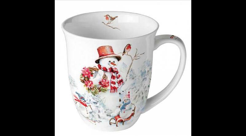 AMB.38420095 Sporty snowmen porcelánbögre 0,4l