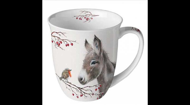 AMB.38420100 Donkey and robin porcelánbögre 0,4l