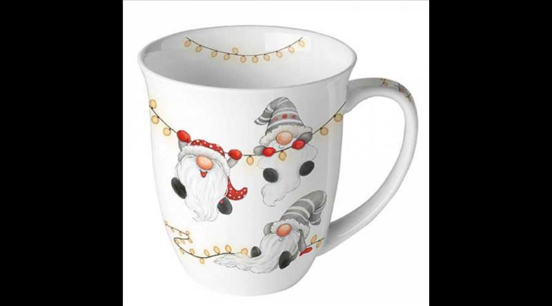 AMB.38420185 Gnomes on the light chain white porcelánbögre 0,4l