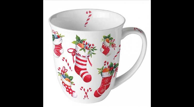 AMB.38420200 X-mas stockings white porcelánbögre 0,4l