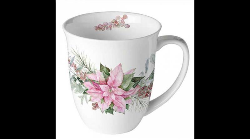 AMB.38420285 Pink poinsettia porcelánbögre 0,4l