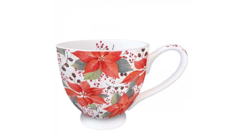 AMB.38816490 Poinsettia And Berries porcelánbögre 0,45L