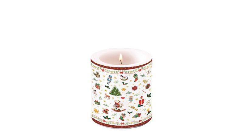 AMB.39214765 Ornaments All Over red átvilágítós gyertya 8x7,5cm