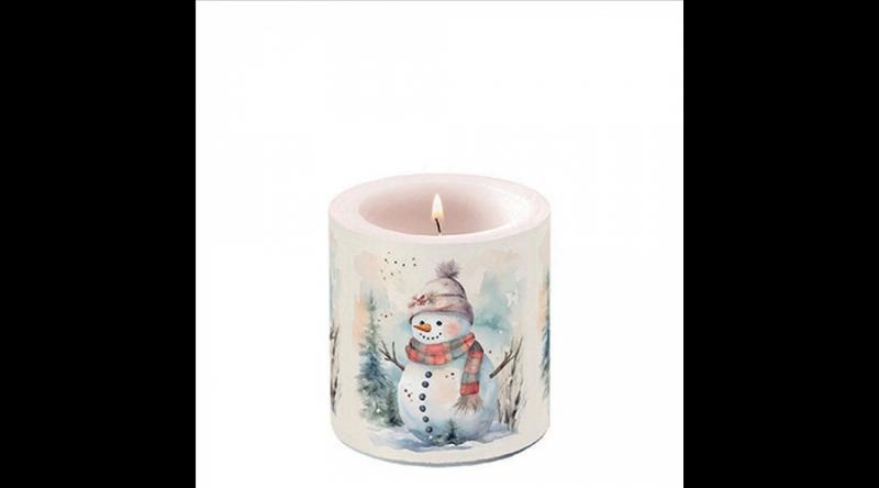AMB.39218890 Snowman in nature ávilágítós gyertya 8x7,5cm