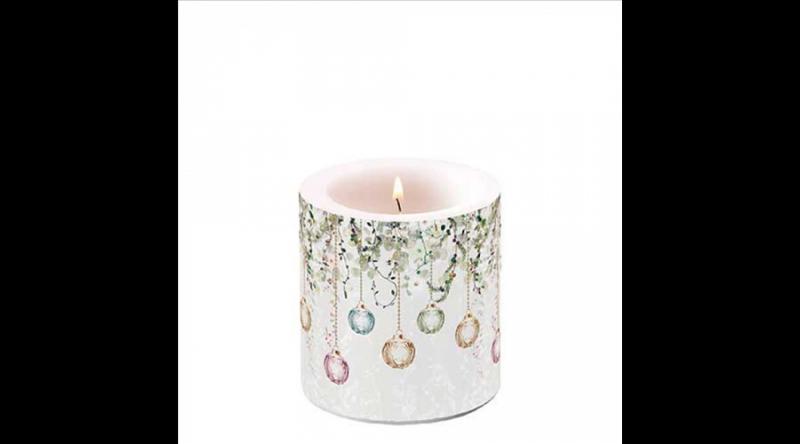 AMB.39219995 Floral Christmas grey átvilágítós gyertya 8x7,5cm