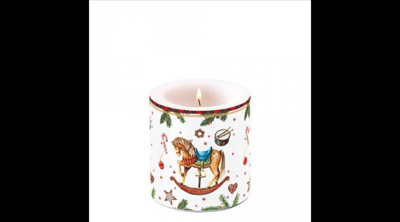 AMB.39220040 Classic rocking horse white átvilágítós gyertya 8x7,5cm
