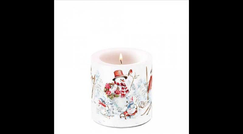 AMB.39220095 Sporty snowmen átvilágítós gyertya 8x7,5cm