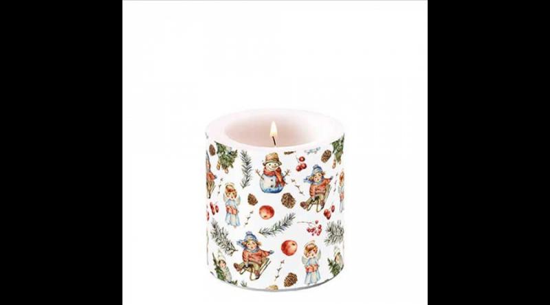 AMB.39220135 Playing outside white átvilágítós gyertya 8x7,5cm