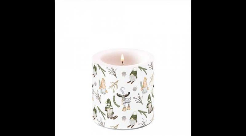 AMB.39220190 Forest gnomes white átvilágítós gyertya 8x7,5cm