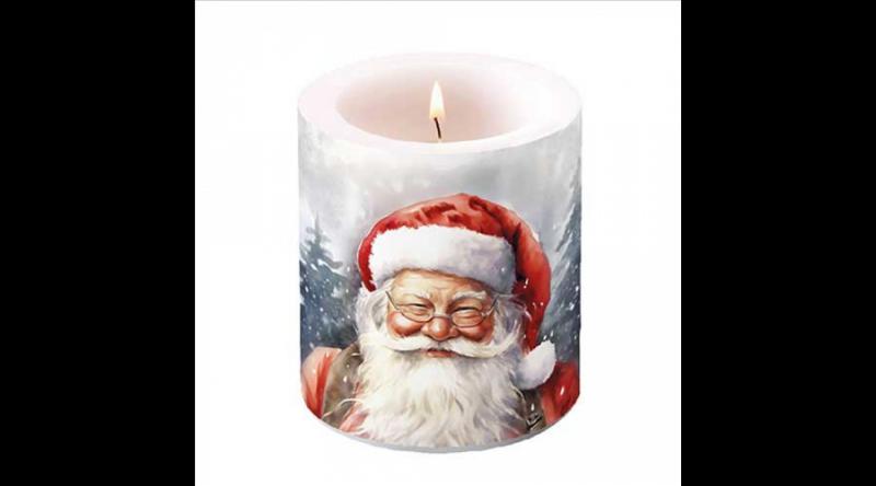 AMB.39319075 Happy Santa átvilágítós gyertya 10x10xcm