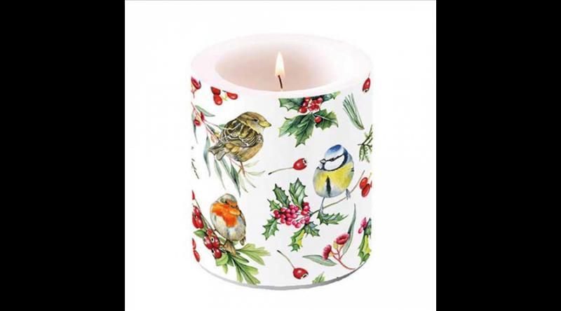 AMB.39319955 Birds in Winter átvilágítós gyertya 10x10xcm