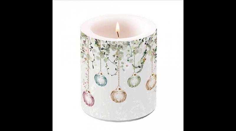 AMB.39319995 Floral Christmas grey átvilágítós gyertya 10x10xcm