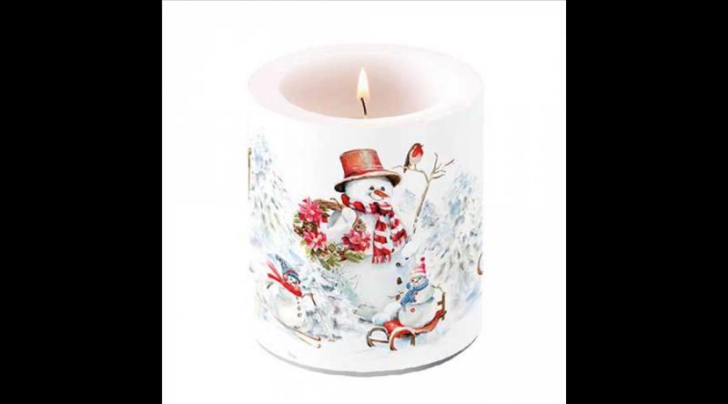 AMB.39320095 Sporty snowmen átvilágítós gyertya 10x10xcm