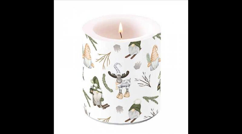 AMB.39320190 Forest gnomes white átvilágítós gyertya 10x10xcm