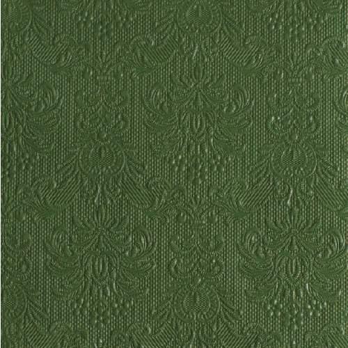 AMBIENTE 13304939 Elegance dark green dombornyomott papírszalvéta 33x33cm,15db-os