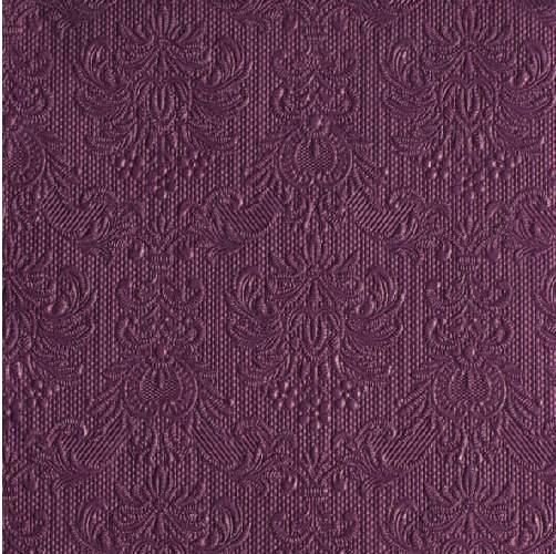 AMBIENTE 13305505 Elegance aubergine dombornyomott papírszalvéta 33x33cm,15db-os