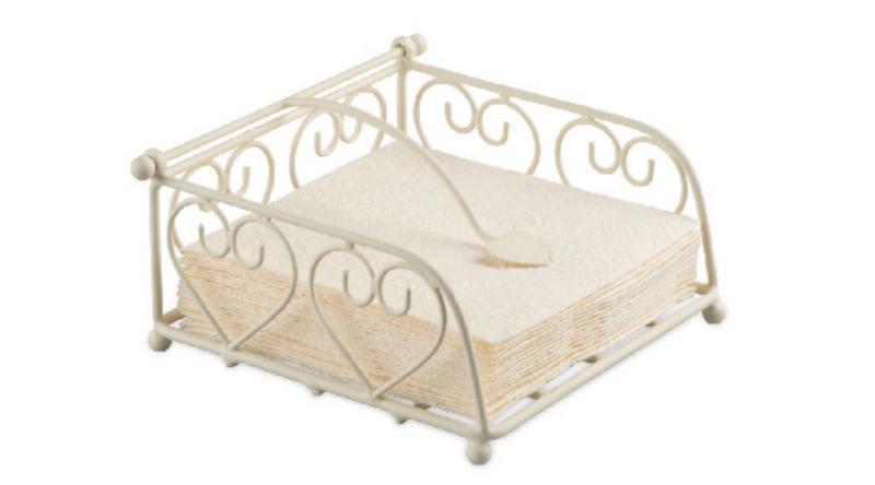 Ambiente 19402145 fém fekvő szalvétatartó, szíves, coctail cream, kis szalvétához, AMB.