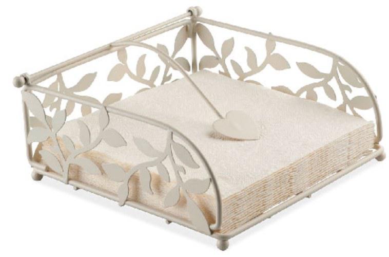 Ambiente 19402230 Fém szalvétatartó fekvő lunch cream, normál szalvétához, apró leveles