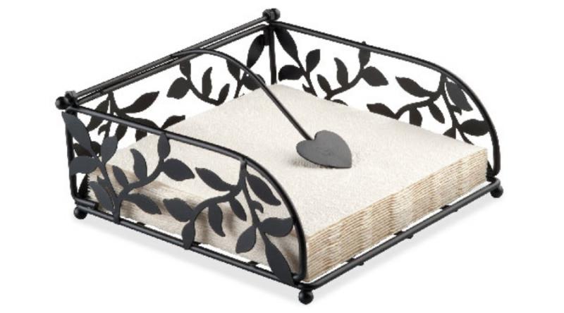 Ambiente 19402235 fém szalvétatartó, apró leveles, lunch black (fekete), normál szalvétához AMB.