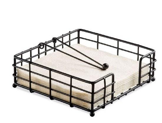 Ambiente 19402300 Fém szalvétatartó fekvő lunch fekete, normál szalvétához rácsos