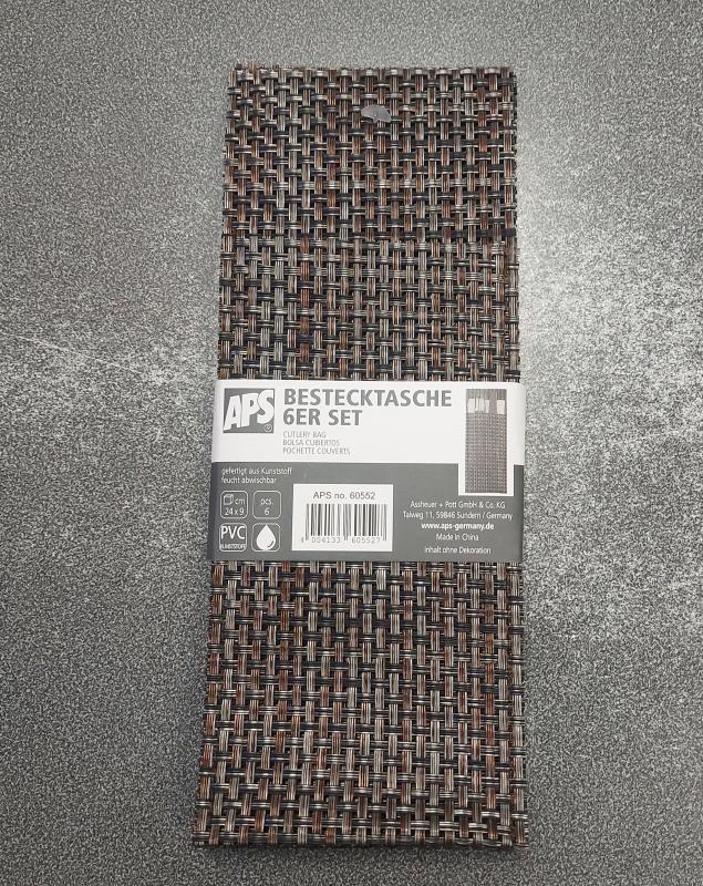APS PVC evőeszköz zseb 24x9cm 6db BARNA/BEIGE