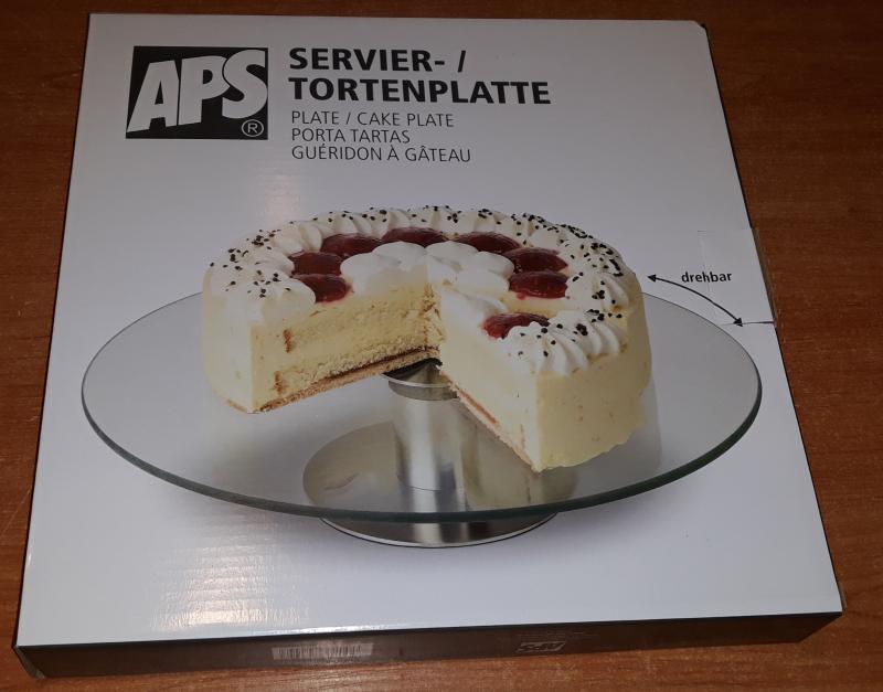 APS üveg forgó tortatál rozsdamentes talppal, 30 cm, 438221