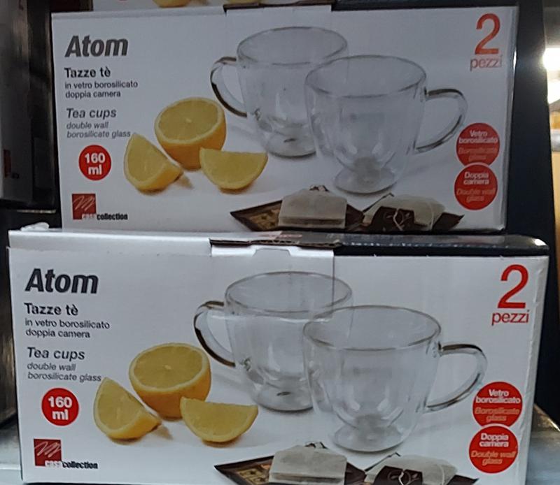 Atom duplafalú csésze pár, üveg, 160ml