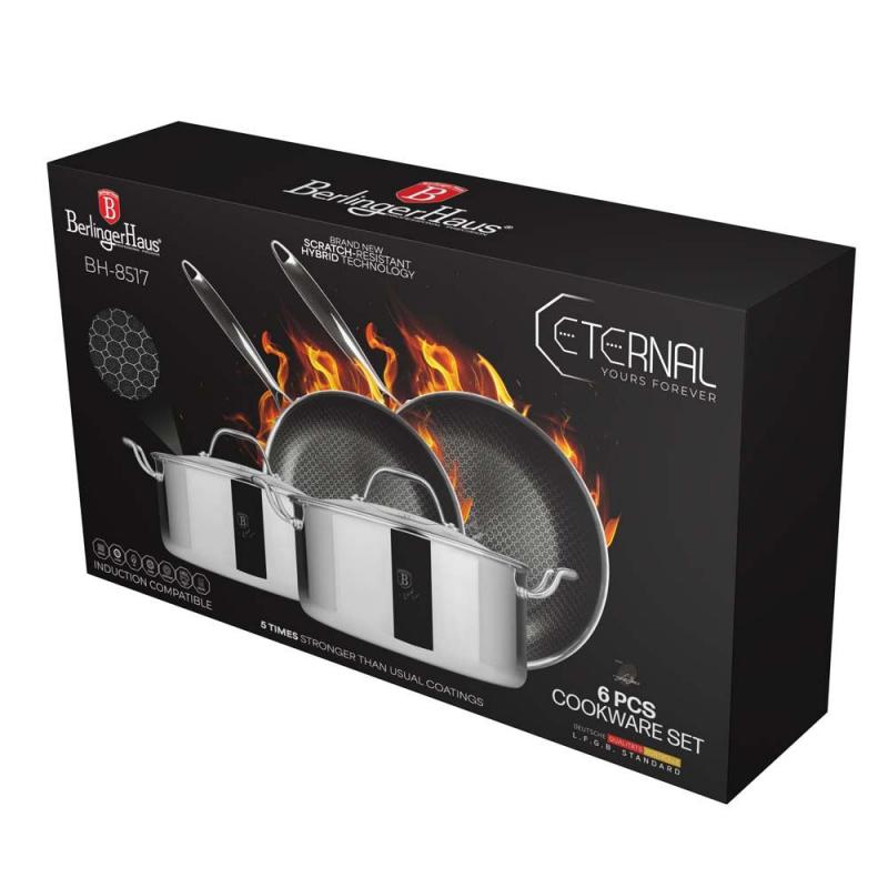 Berlinger Haus ETERNAL rozsdamentes bevonatos edénykészlet 6 db, (4+2ü.fedő) indukciós, BH-8517
