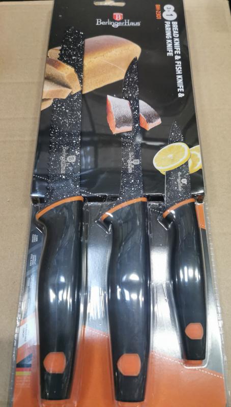Berlinger Haus Granit Diamond Line 3 részes késkészlet,fekete-narancs, BH-2301