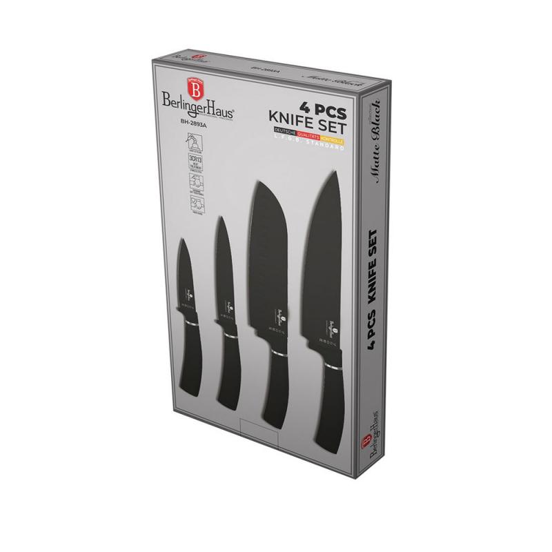 Berlinger Haus MATTE BLACK rozsdamentes  bevonatos késkészlet 4db BH-2893A