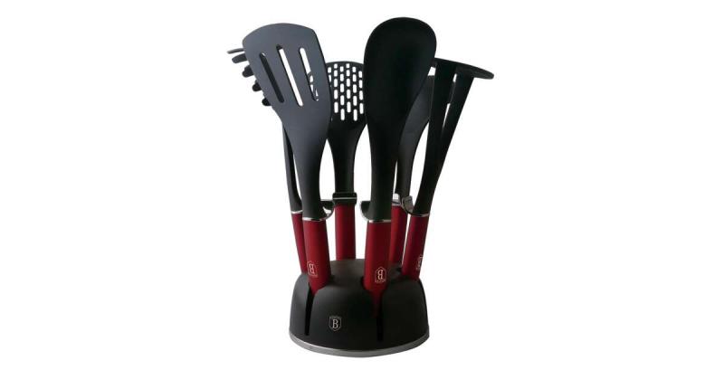 Berlinger Haus Metallic Line Burgundy 7 részes tálalóeszköz készlet állvánnyal - BH-6241N