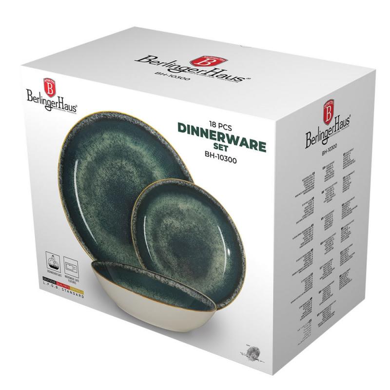 Berlinger Haus Porcelán étkészlet 18 db MATTE GREEN, BH-10300