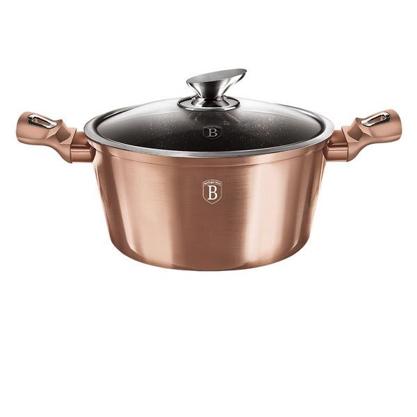 Berlinger Haus ROSE GOLD bevonatos lábos 28cm 6,1l+ü.fedő indukciós, BH-1516N