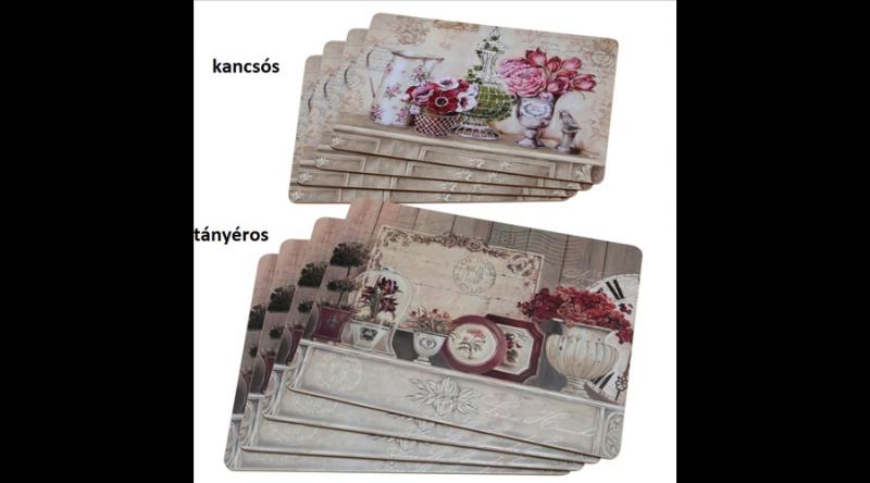 B.G.1018614 Parafa tányéralátét 4db-os,40x30cm,lila virágok fehér komódon