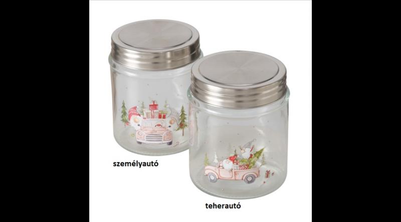 B.G.2049314 Üveg konyhai tároló fémtetővel, 12,5x9,8cm, 625ml, Carrie