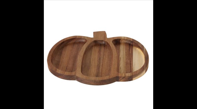 B.G.2052338 Akácfa kínálótál 3 részes, tök forma, 25,5x20x1,9cm