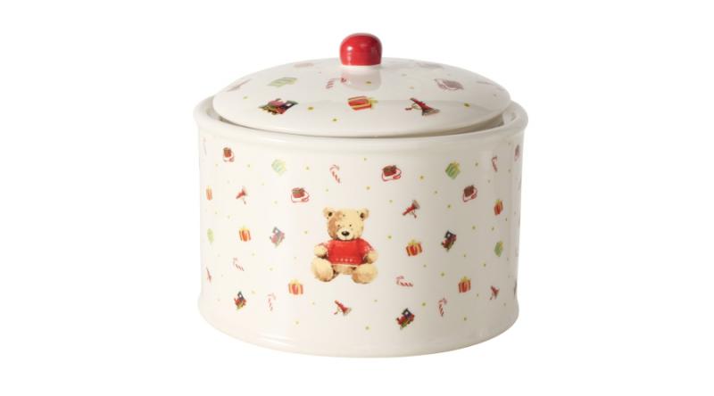 B.G.2058575 Kerámia konyhai tároló 15x18cm, 2000ml, piros pulcsis macival, Bailey