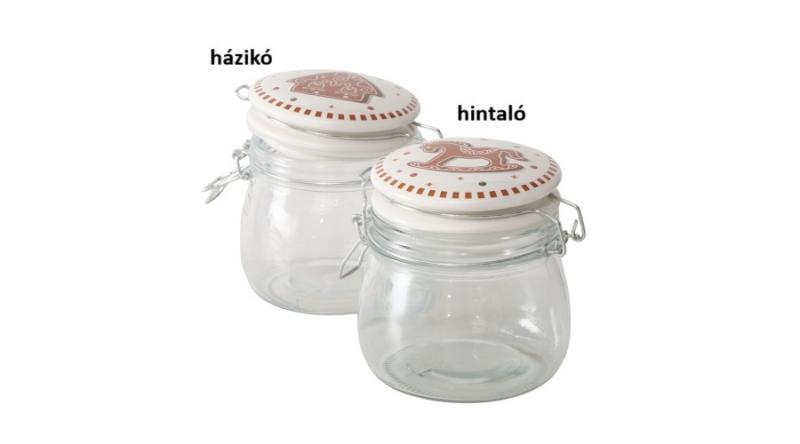 B.G.2060172 Üveg konyhai tároló csatos tetővel, 13,5x11x11,5cm, 450ml, Ginger