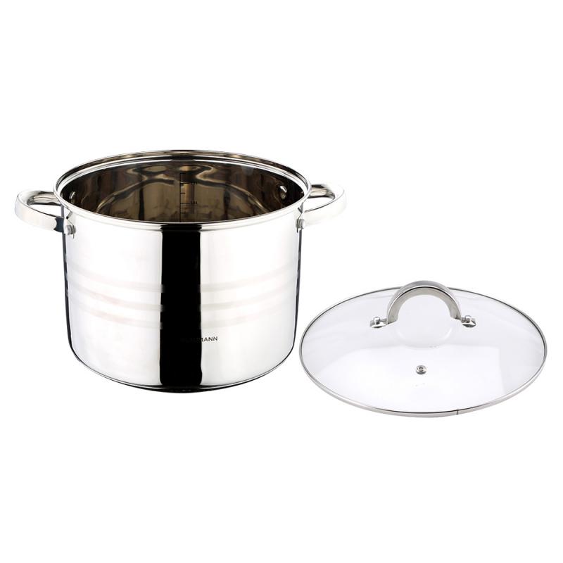 Blaumann Gourmet Line rozsdamentes fazék 16x11,5cm, 2,1 liter+üvegfedő, indukciós, BL-1006
