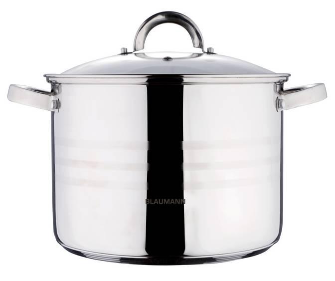 Blaumann Gourmet Line rozsdamentes fazék+üvegfedő, 15,5 liter, indukciós, BL-1013, 345055