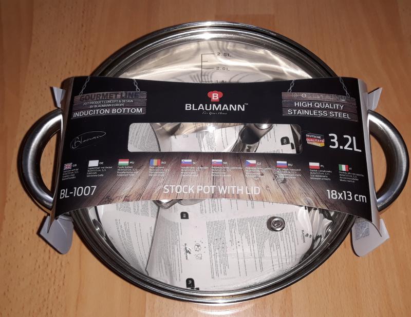 Blaumann Gourmet Line rozsdamentes fazék+üvegtető, 18x13 cm, 3,2 liter, BL-1007