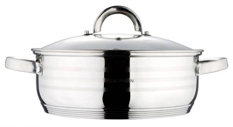 Blaumann Gourmet Line rozsdamentes lábos+üvegfedő, 20x7 cm, 2 liter, indukciós, BL-1001, 345112