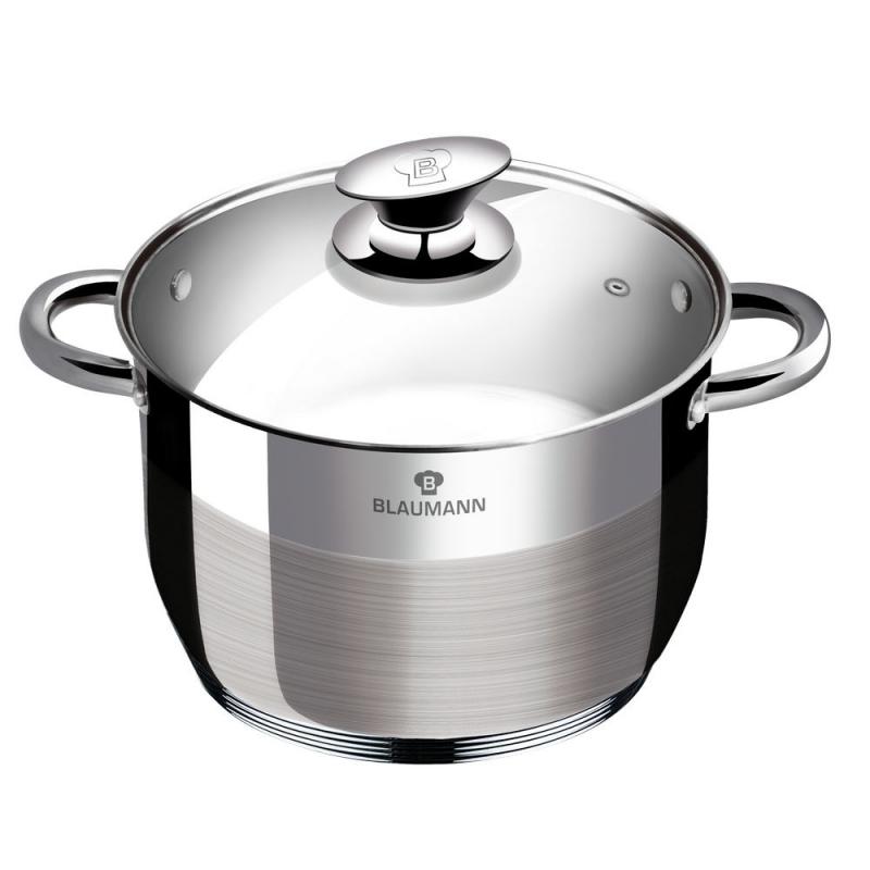 Blaumann SILVER JEWELLERY rozsdamentes fazék 28×21,5cm 12,5l +üveg fedő, BL-3819