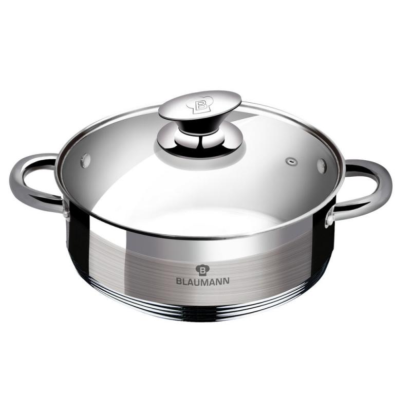Blaumann SILVER JEWELLERY rozsdamentes lábos 28×11,5cm 7l+üveg fedő, BL-3823