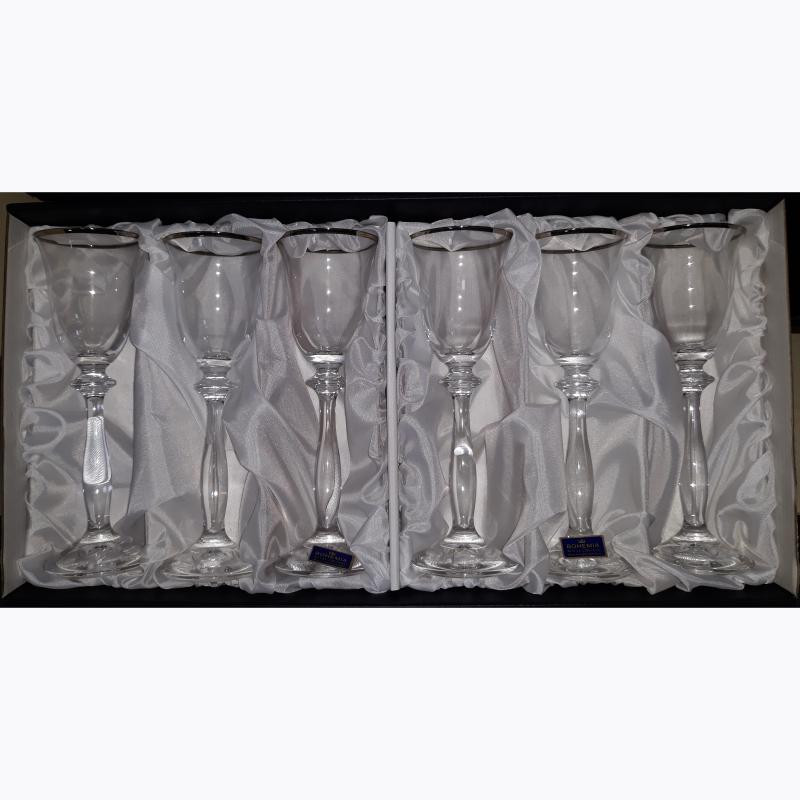 Bohemia Angela kristály pohár ezüstszínű díszítéssel, likőrös, 6 db, 60 ml, 416067