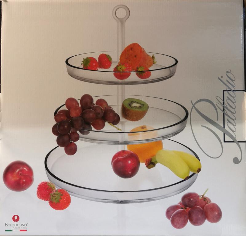Borgonovo Palladio 3 részes tortaállvány, üveg
