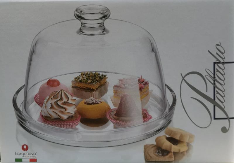 Borgonovo Palladio kis tortatál/sajttál búrával, 22cm, 186044