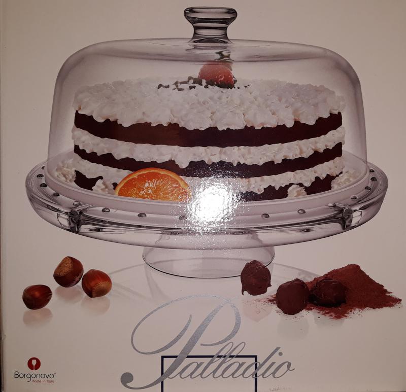 Borgonovo Palladio talpas üveg tortatál+búra 27,5x30,5 cm, 186032