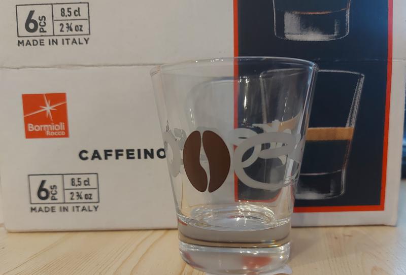 Bormioli Caffeino, ESPRESSO feliratos kávés pohár, 8,5cl, 6db
