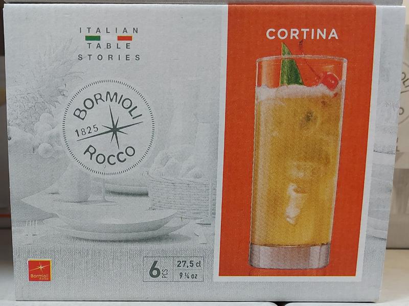 Bormioli Cortina üdítős pohár, 27,5cl, átlátszó üveg, 6db